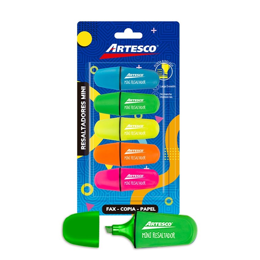 Resaltador de texto mini Artesco colores
