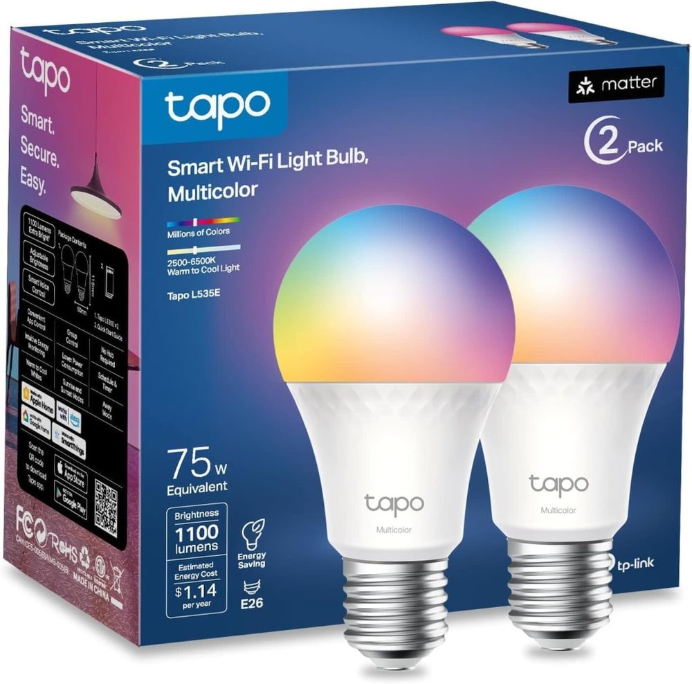 Foco Inteligente TP-Link Tapo L535E2-PACK RGB Multicolor Compatible con Matter No Requiere Hub