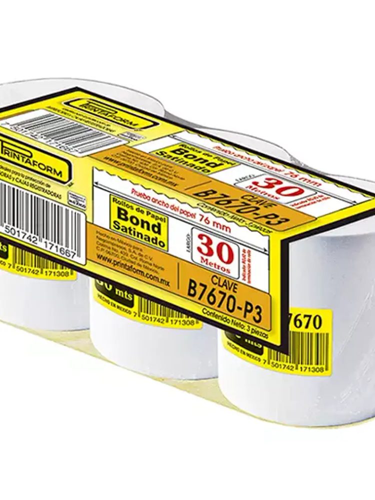 Rollo de papel Bond Printaform 76 mm x 3