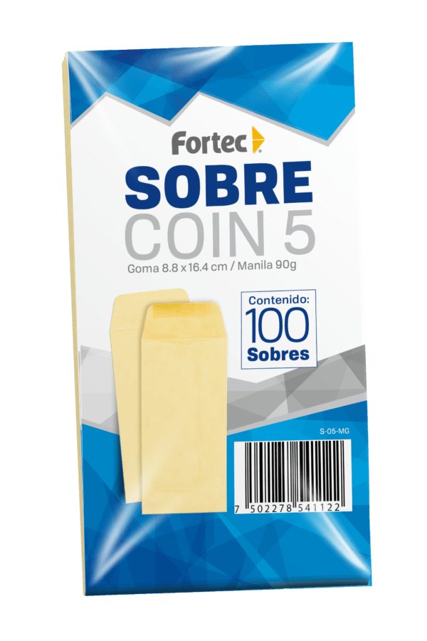 Sobre coin No. 5 manila engomado Fortec