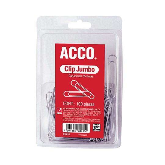 Clip jumbo ACCO capacidad hasta 35 hojas