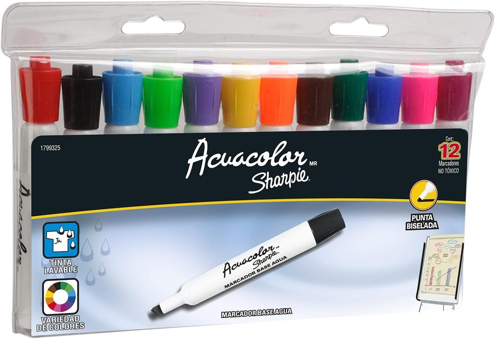 sharpie acuacolor con 12 piezas color az