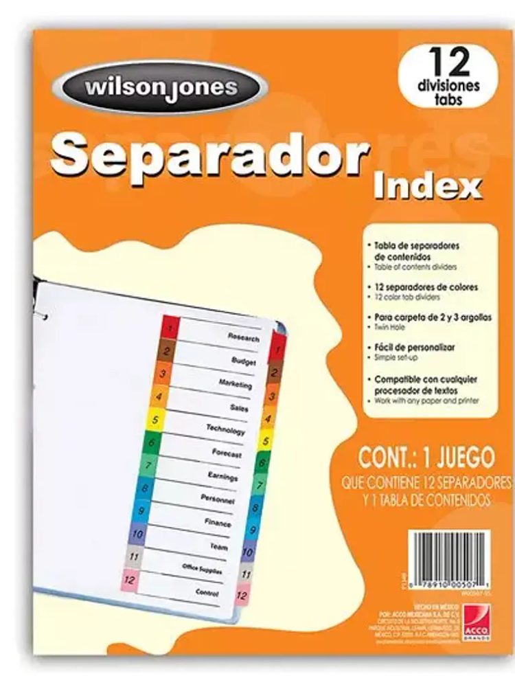 Separador c/numeración 12 divisiones ACC