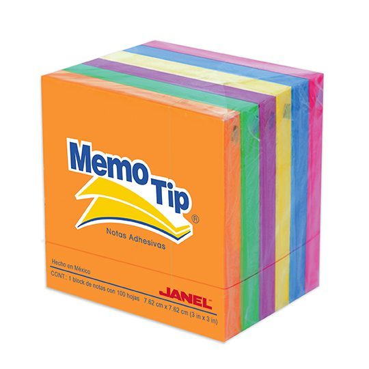 Notas Adhesivas Memo Tip neon 3x3 pulg 6