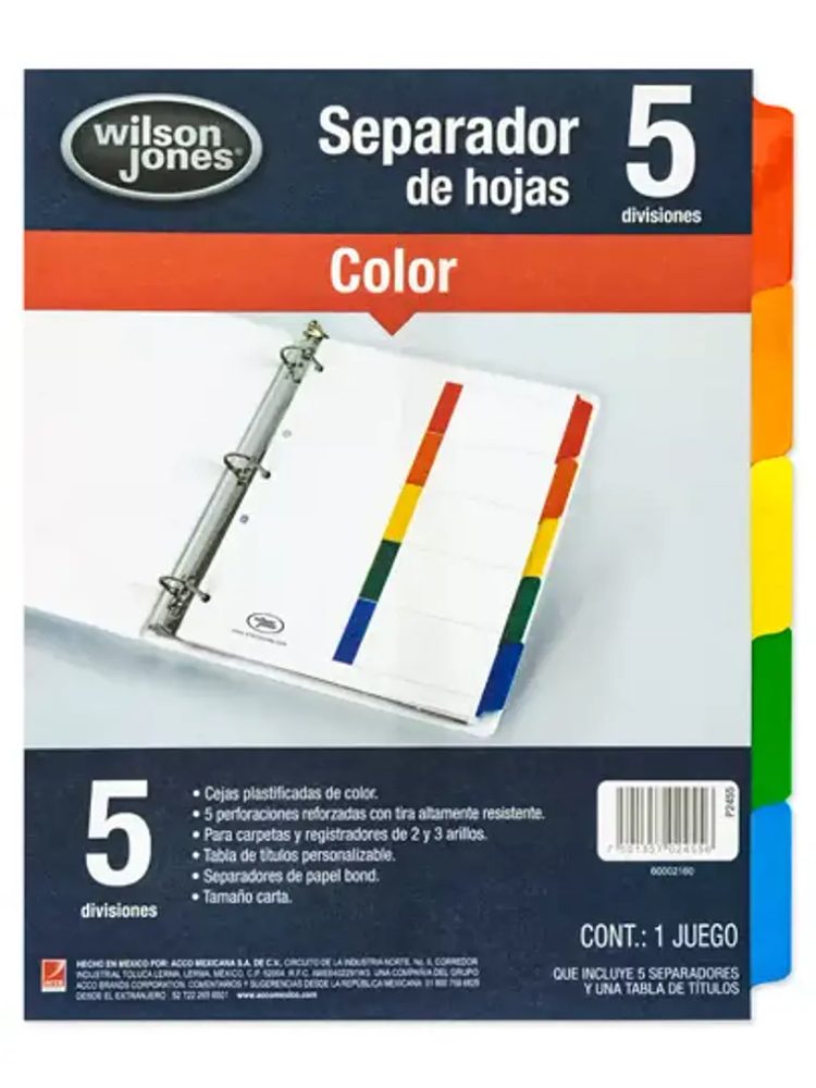 Separador sin numeración 5 divisiones AC
