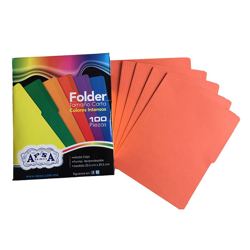 Folder naranja intenso APSA tamaño carta
