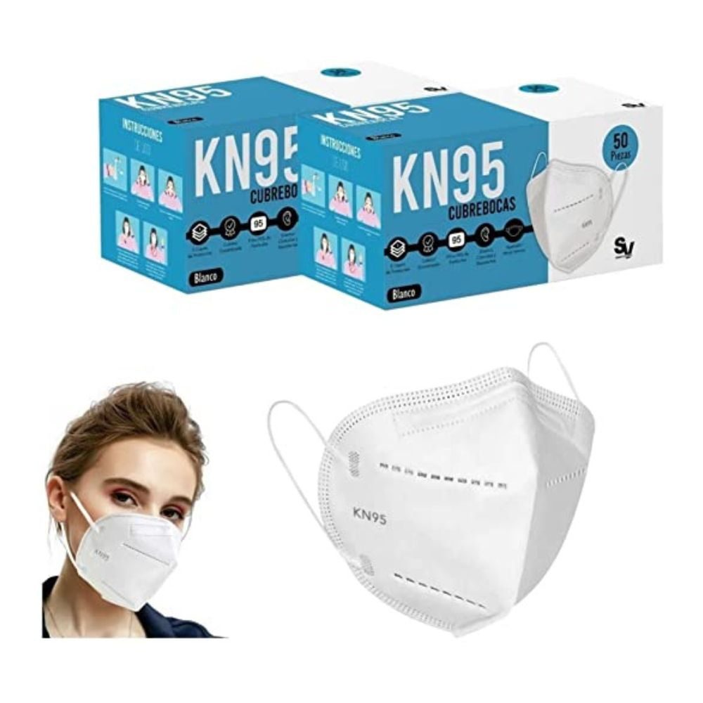 Cubrebocas KN95 color blanco paquete con