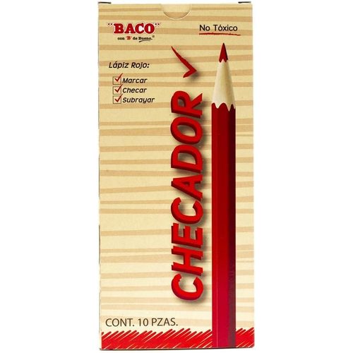 Lápiz checador BACO color rojo caja con