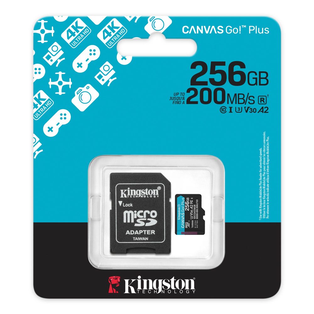 Memoria Flash Micro SD Kingston SDXC Canvas Go Plus 128GB 200MB/S Uhs-i U3 V30 C/adaptador (SDCG4/128GB)