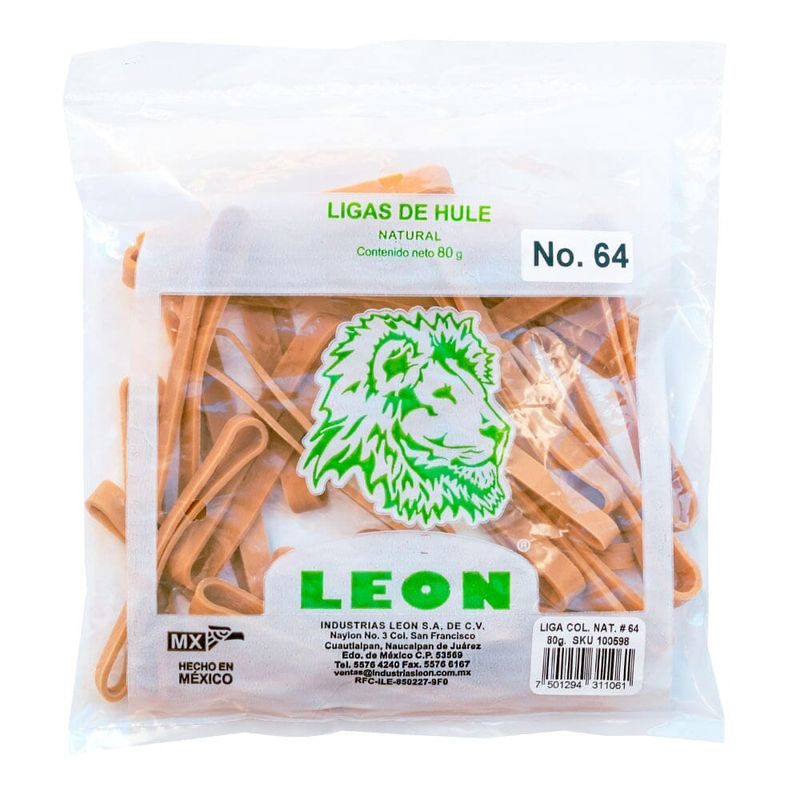 Ligas de hule natural no.64.