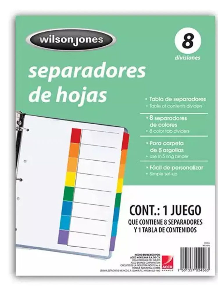 Separador sin numeración 8 divisiones AC