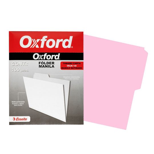 Folder manila Oxford carta color rosa ce
