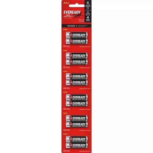 Pila EVEREADY AA tira con 12 pilas