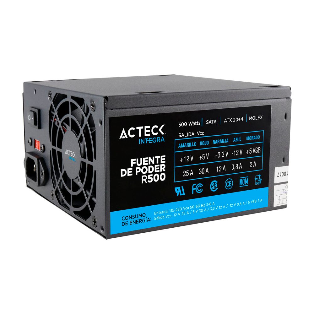 FUENTE DE PODER ACTECK ATX DE 500W COLOR