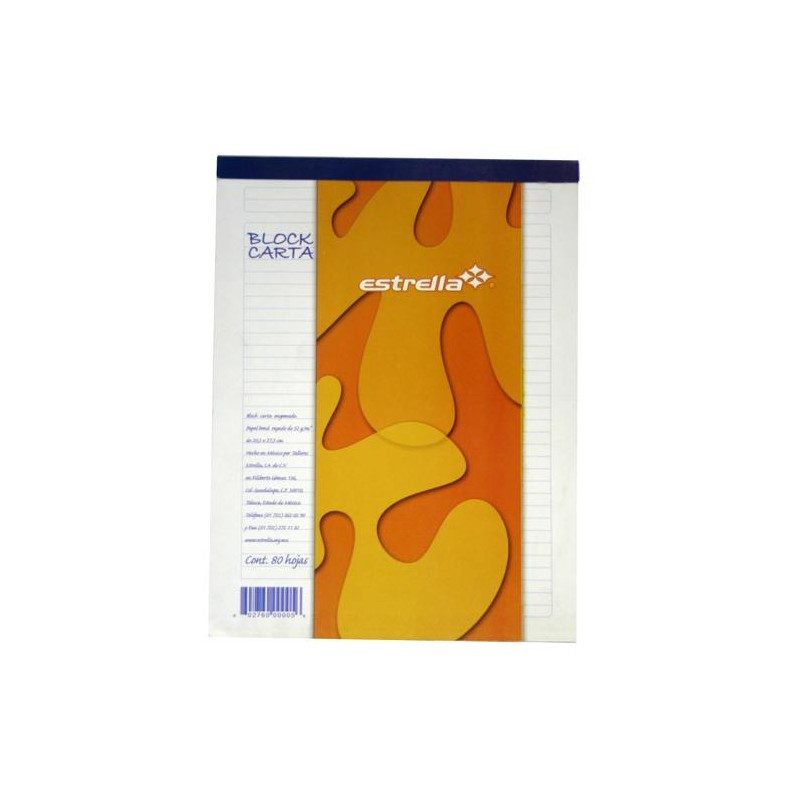 Block tamaño carta Estrella raya 80 hoja