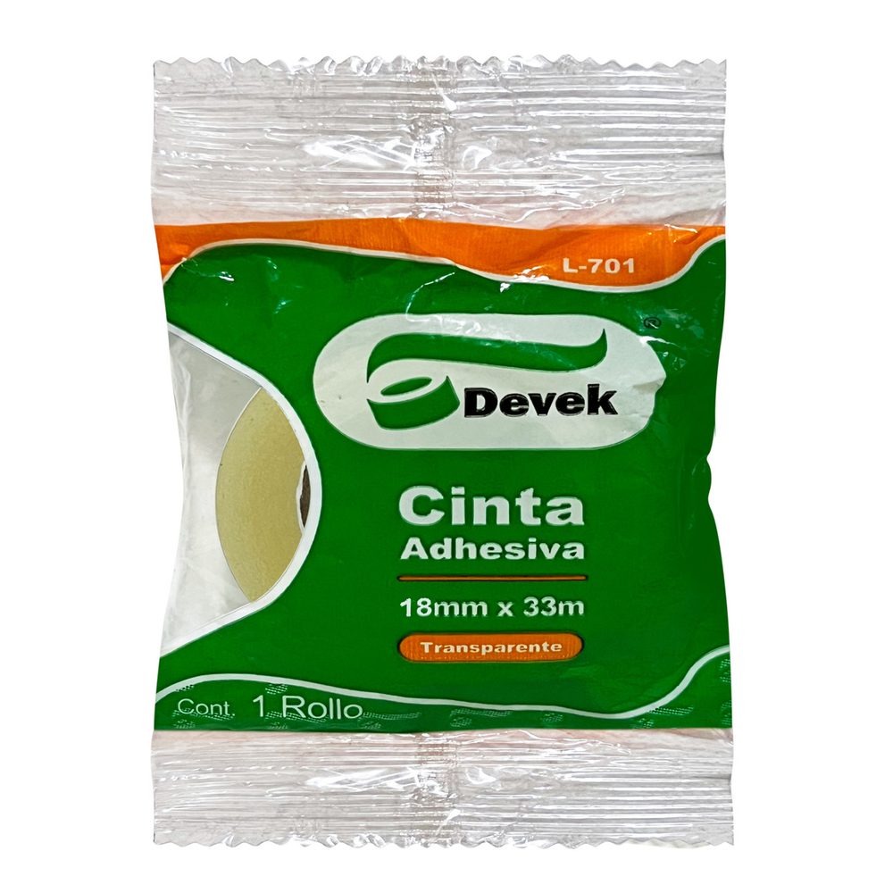 Cinta adhesiva DEVEK 18 mm x 33 m, ambar