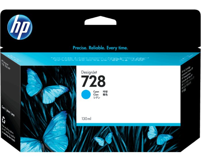 HP 728 130-ml Cyan DesignJet Ink Cartrid