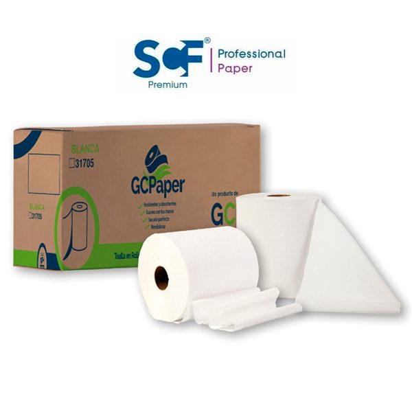 Toalla en rollo blanca GCP Paper con 180