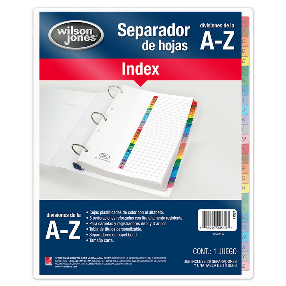 Separador alfabético a-z ACCO tamaño car