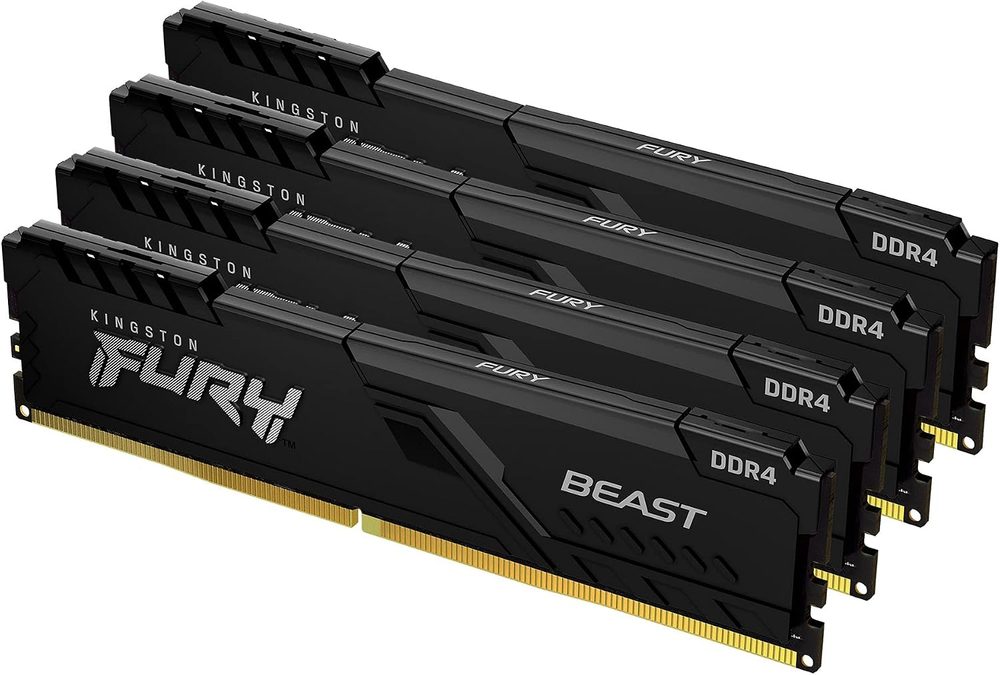 Memoria RAM Kingston Dimm DDR4 32GB 3200MT/S Fury Beast Black Xmp RGB CL16 288PIN 1.35V C/disipador de Calor P/pc/gamer/alto Rendimiento KF432C16BB2A/32