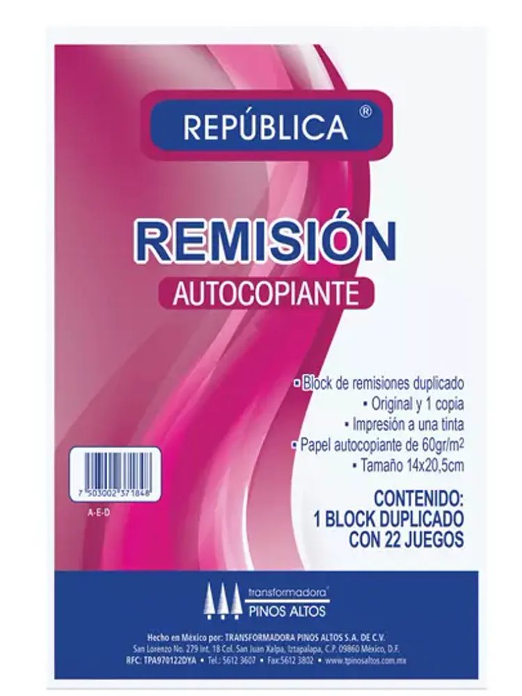 Remisión autocopiante Pinos Altos esquel