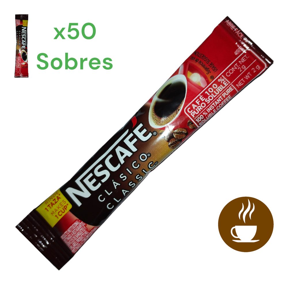 Café soluble Nescafé clásico en stick 50