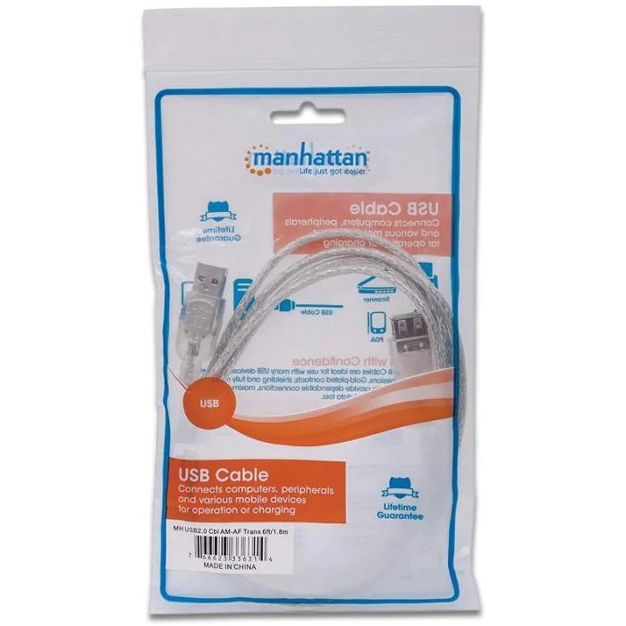 Cable Manhattan USB v2.0 extensión 1.8m