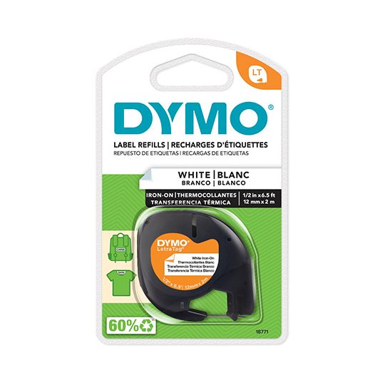 Cinta Dymo LetraTag negro sobre blanco 1