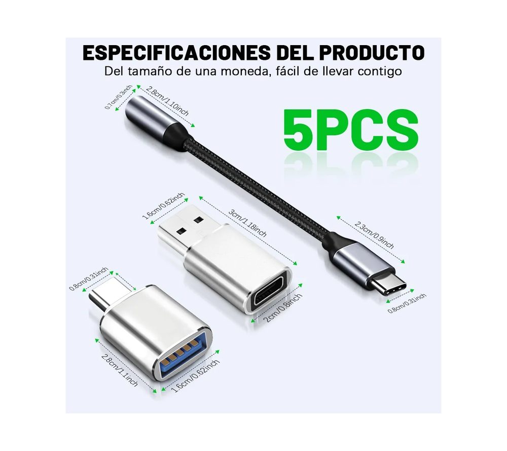 Cable USB V3.2 Tipo OTG, Tipo "C" A Tipo