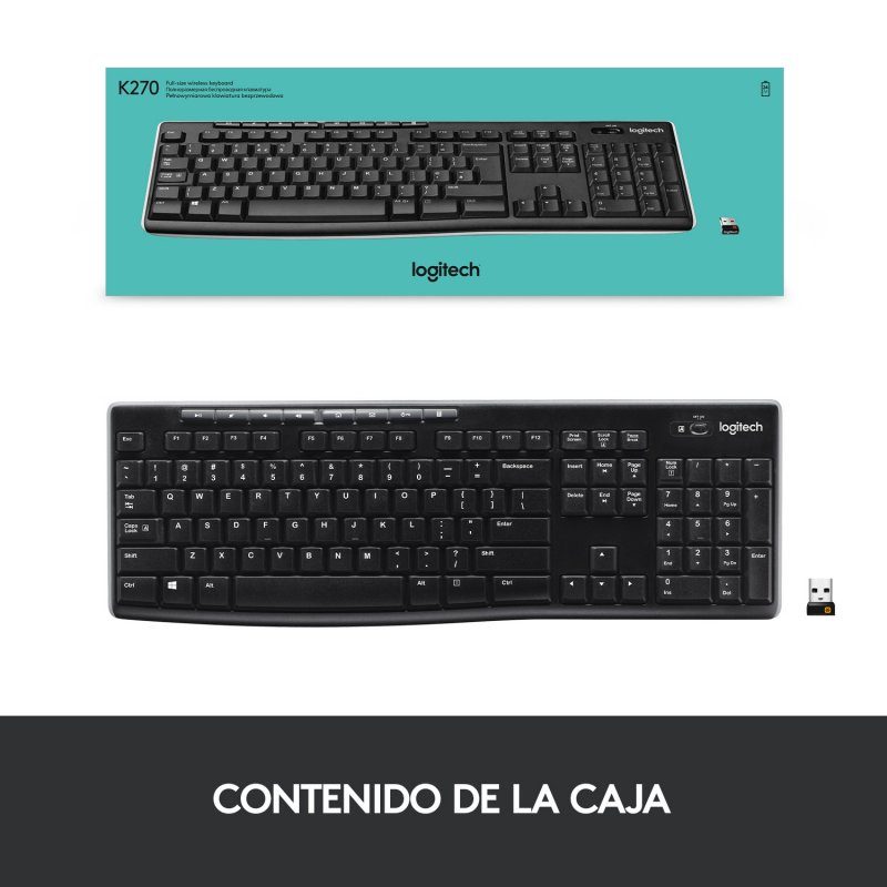 Teclado Logitech K270 Inalámbrico Negro
