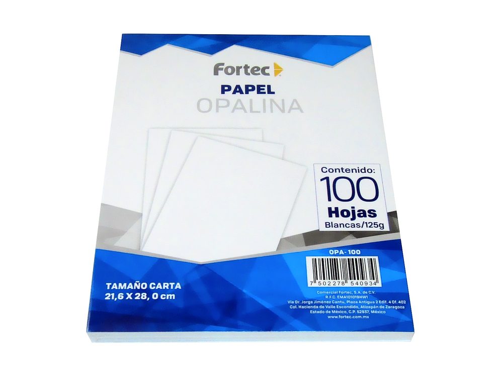 Papel opalina Fortec carta de 125 grs. p