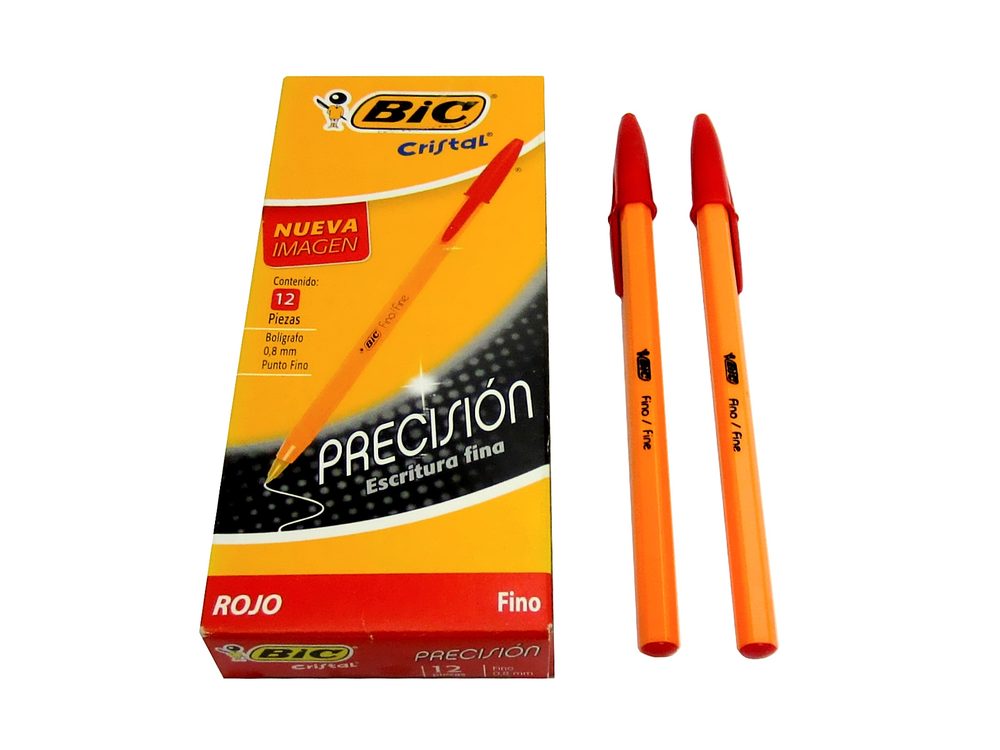 Bolígrafo BIC cristal rojo punto fino 0.