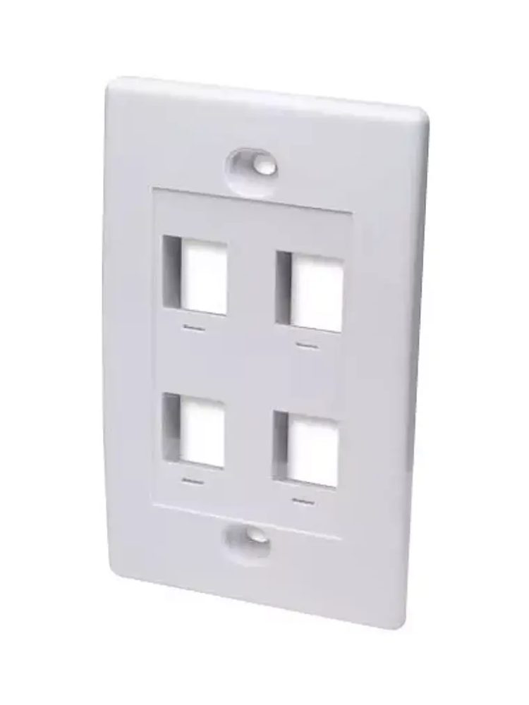 Tapa Faceplate, Intellinet, 163316, 4 Perforacion Blanco