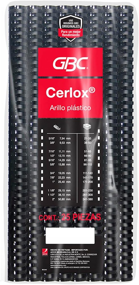 Gusano cerlox GBC plástico negro 3/4  38