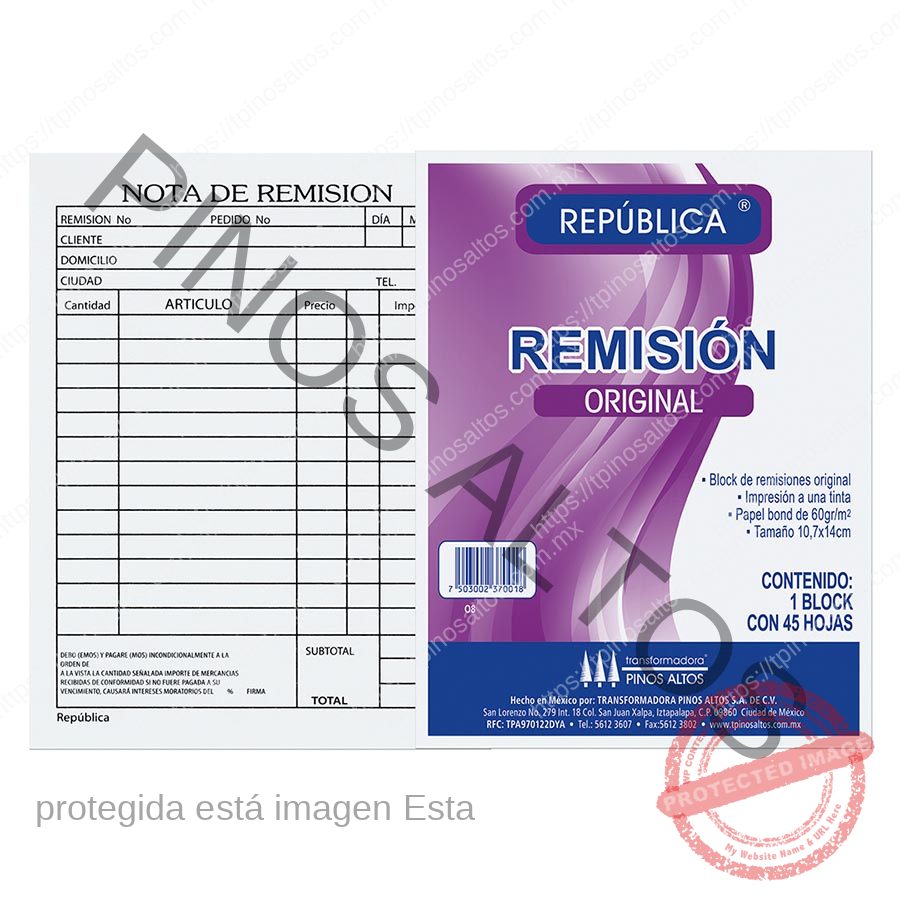 Remisión original Pinos Altos de 1/8