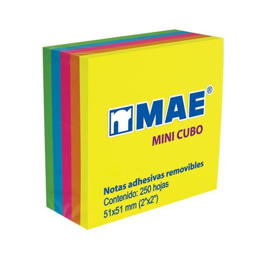 Notas Adhesivas MAE neón 2x2 pul block c