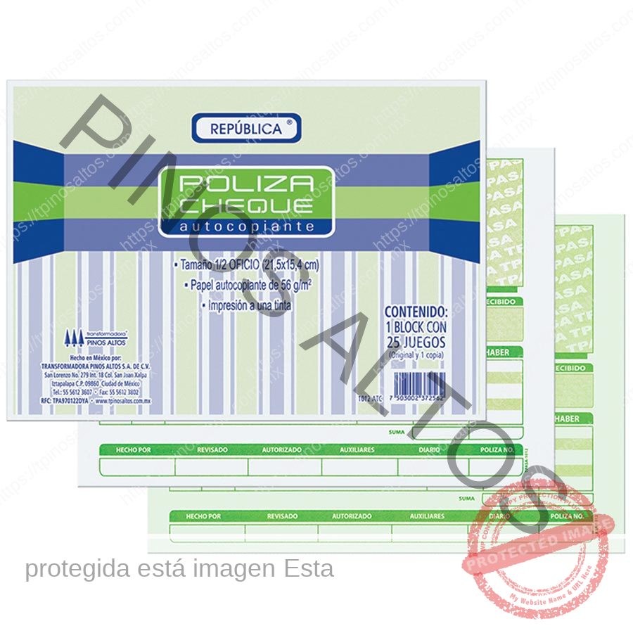 Póliza de cheque Pinos Altos 1/2 oficio