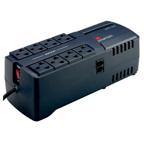 Regulador de Voltaje Smartbitt SBAVR1350 1350VA / 675W 120V 8 Contactos, Proteccion de Lnea Telefonica RJ-11