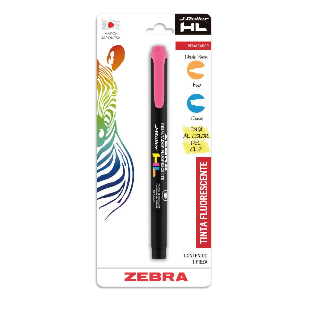 LM-Resaltador ZEBRA J-Roller HL rosa flu