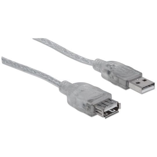 Cable USB, Manhattan, 340496, V2.0 Ext. 3.0M Plata