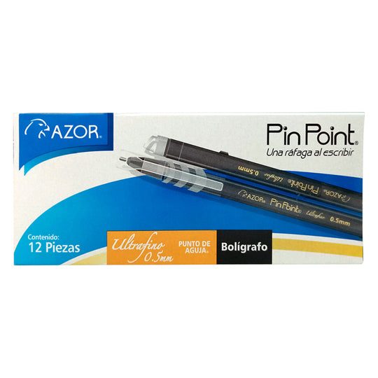 Pluma Boligrafo Pin Point Negro C/12 Pzas .5mm