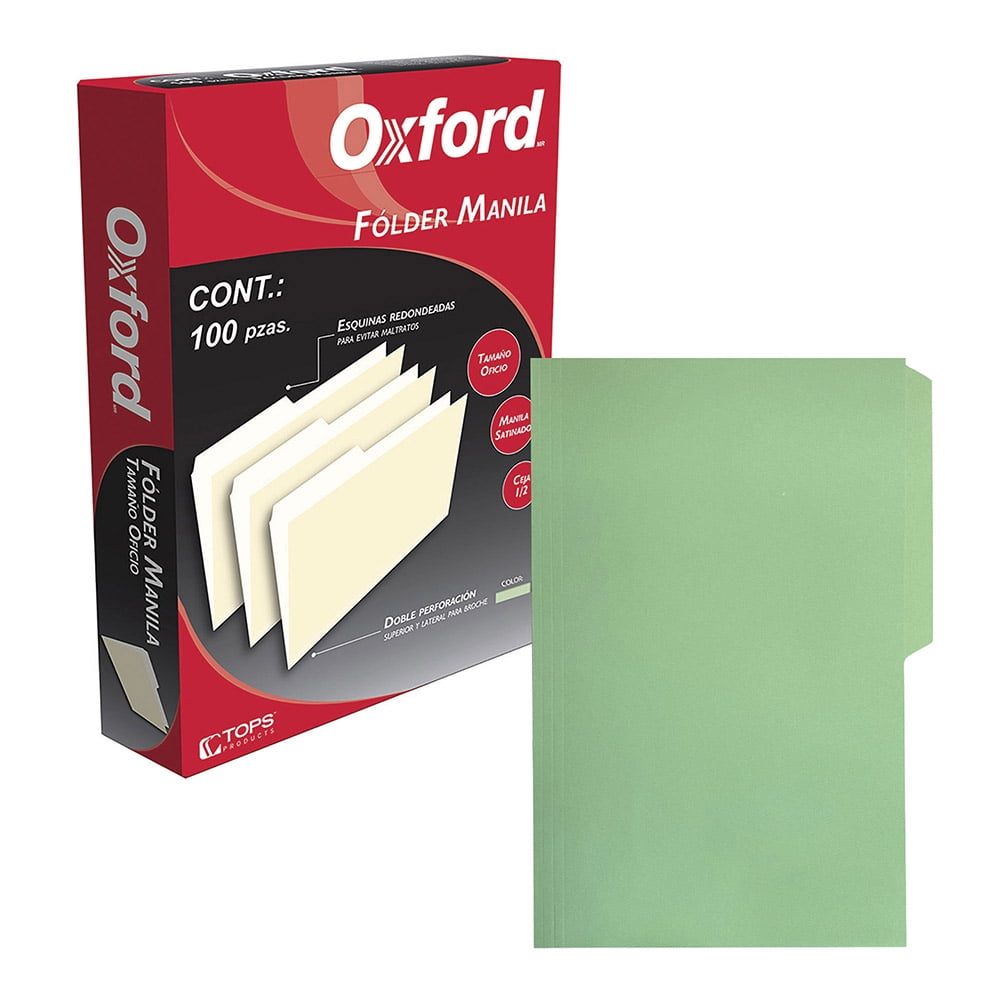 Folder manila Oxford oficio color verde