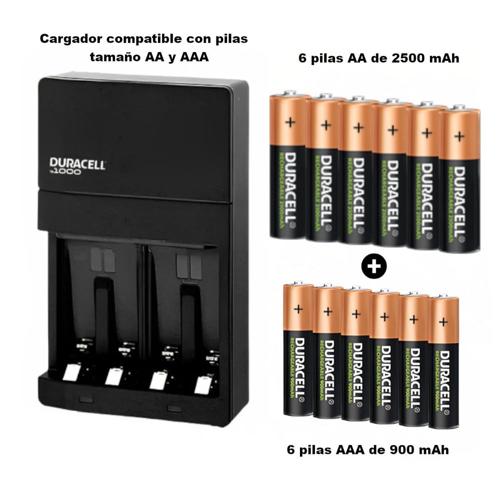 Cargador de Baterías Duracell incluye 6