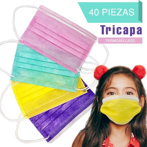 Cubrebocas termosellado tri capa colo