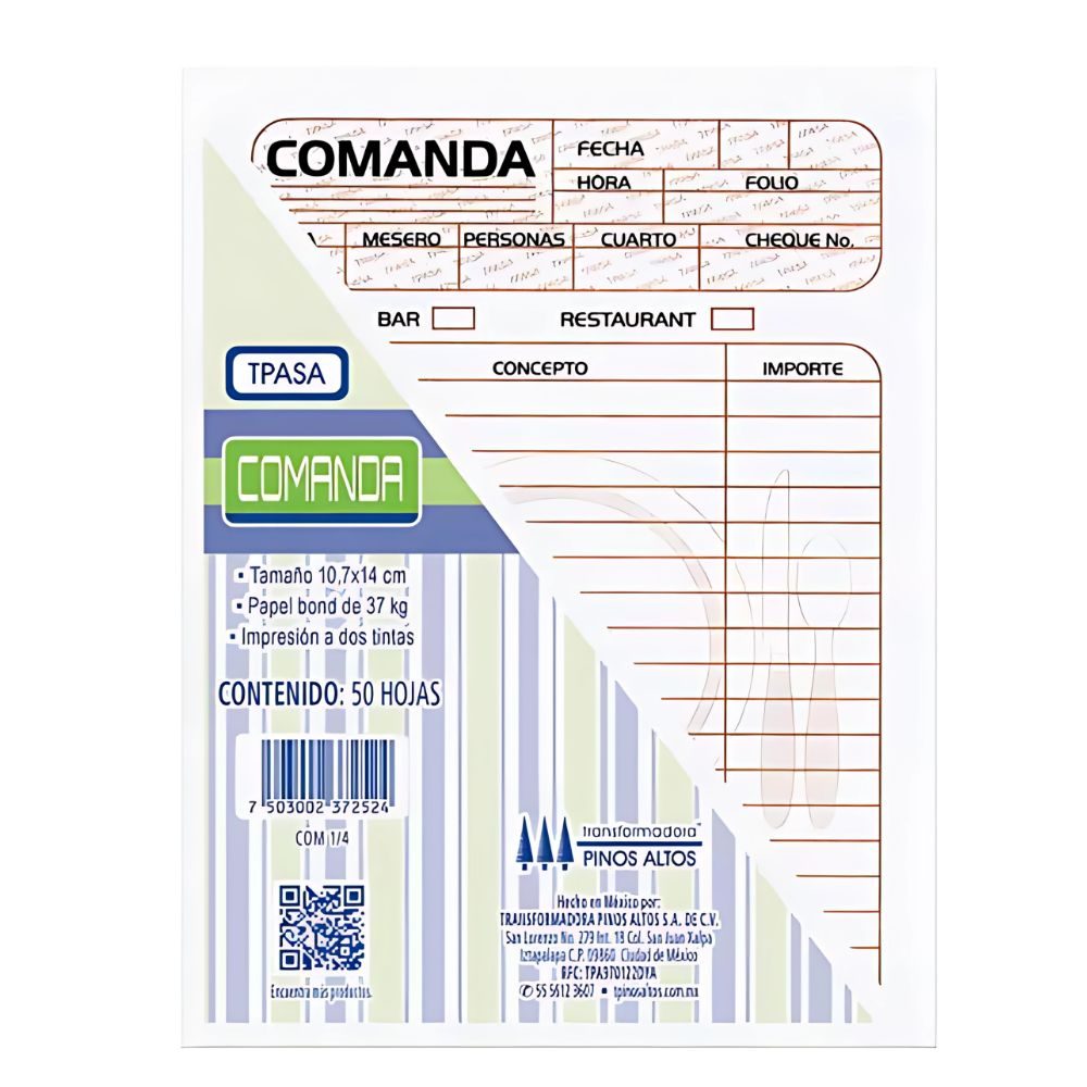 Comanda Pinos Altos de 1/4 carta blíster