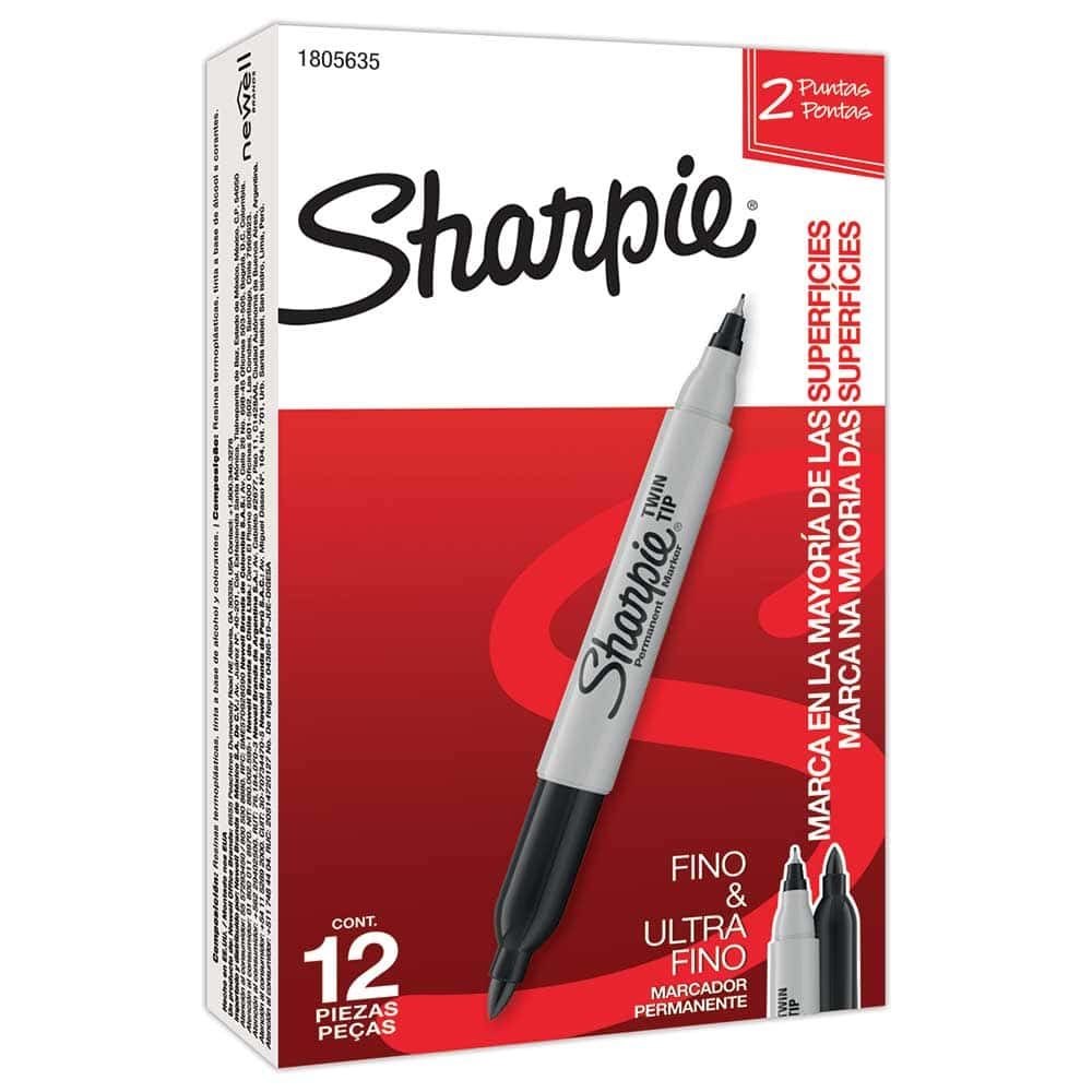 Marcador Sharpie doble punta negro caja