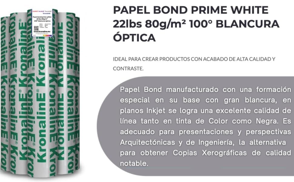 PAPEL BOND PRIME WHITE 22lbs 80g/m 100 B