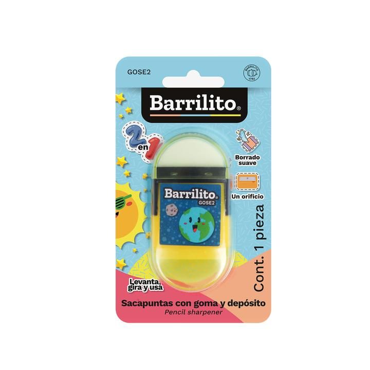 SACAPUNTAS Y GOMA 2 EN 1 BARRILITO TIPO