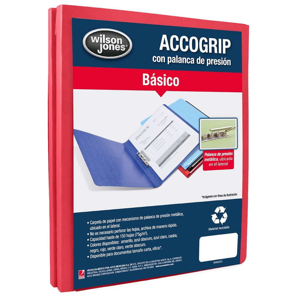 Folder accogrip carta ACCO color rojo co