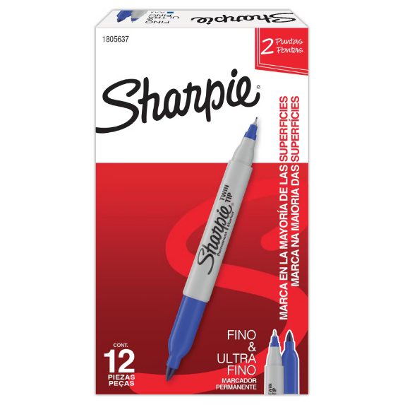 Marcador Sharpie doble punta azul caja c